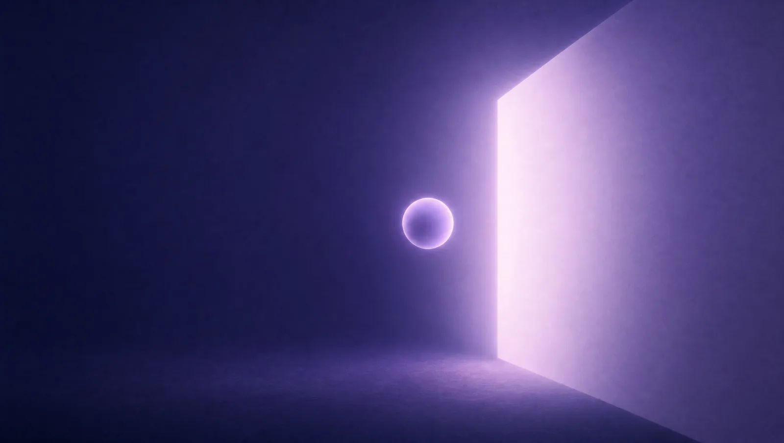 A glowing sphere held back at the edge of a lit doorway, waiting to enter